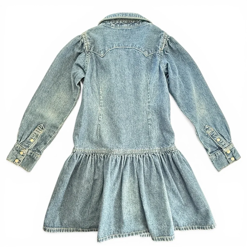 Ralph Lauren Girls Denim Shirt Dress in Light Blue